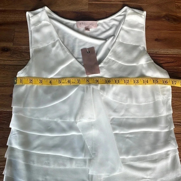 Philosophy Womens Sleeveless/tank top Ivory Stretch Layered Ruffles Size M - Picture 5 of 8